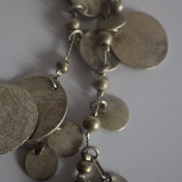 Armand Thiery Designer Double Silver Disc Necklace - Picture 4 of 6